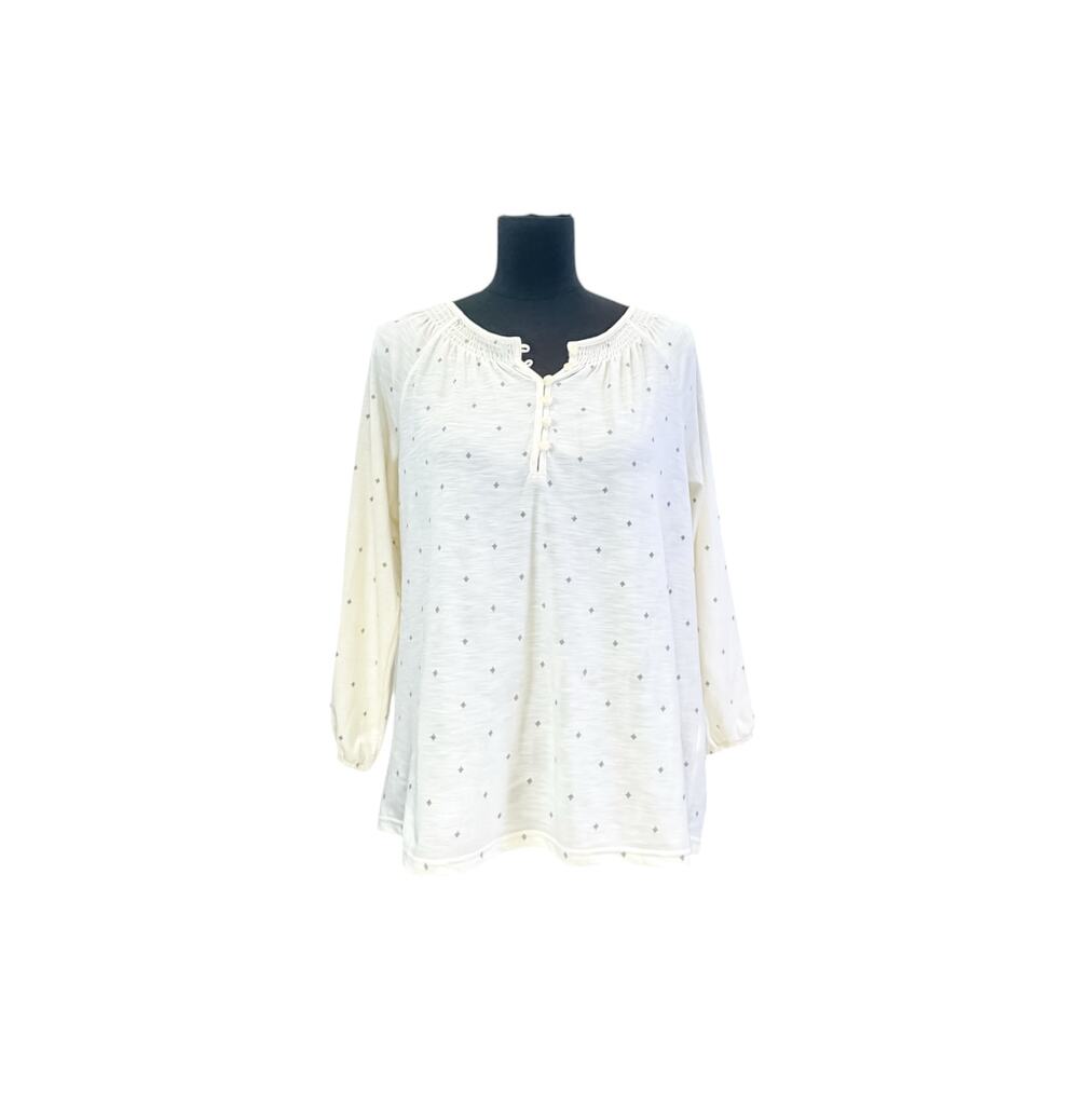 L.L. Bean Cream Polka Dot TENCEL Blend Top - Women's XS